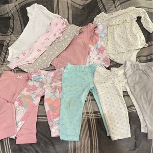 Baby girl lot (6-onesies, 5 pants)